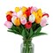 Fake Flowers Tulips Artificial Flower 15pcs Real Touch PU 14" for Spring Easter Home Kitchen Wedding Bouquet Bulk Mother's Gift Day Decorations(Assorted Colors,5)